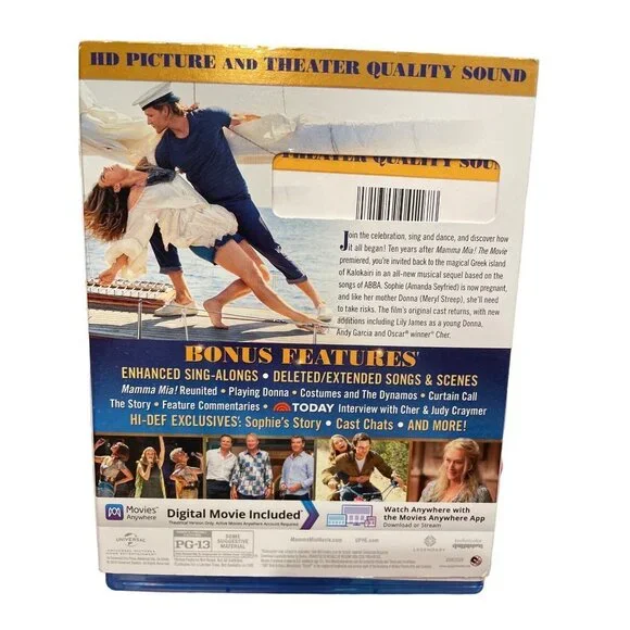 Mamma Mia!: Here We Go Again Blu Ray DVD Meryl Streep Amanda Seyfried - Picture 2 of 2